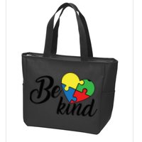 Autism, Be Kind Heart, Autism Awareness Zip Tote Bag