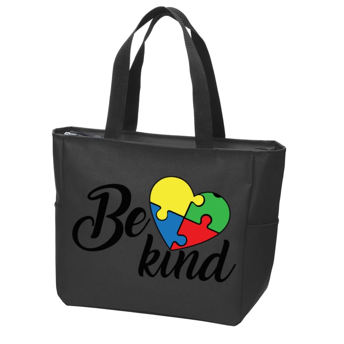 Autism, Be Kind Heart, Autism Awareness Zip Tote Bag