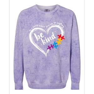 Autism Be Kind Women Blue Be Kind Autism Awareness Colorblast Crewneck Sweatshirt