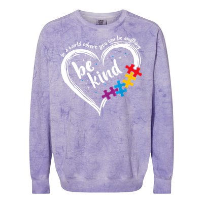 Autism Be Kind Women Blue Be Kind Autism Awareness Colorblast Crewneck Sweatshirt