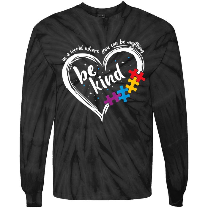 Autism Be Kind Women Blue Be Kind Autism Awareness Tie-Dye Long Sleeve Shirt