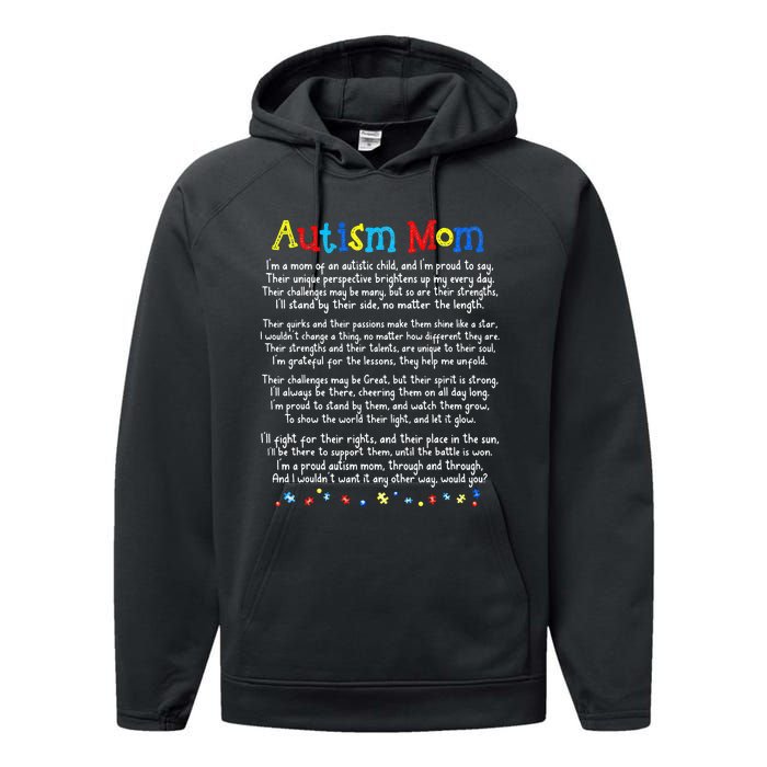 Autism Be Kind Autism Awareness For Autism Mom Performance Fleece Hoodie