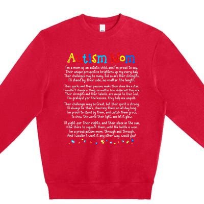 Autism Be Kind Autism Awareness For Autism Mom Premium Crewneck Sweatshirt