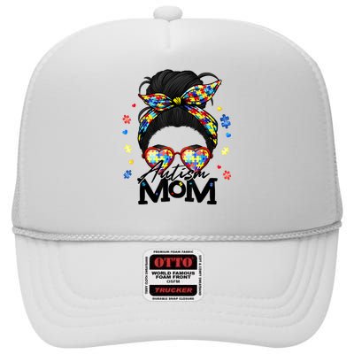 Autism Be Kind Autism Awareness For Autism Mom High Crown Mesh Back Trucker Hat