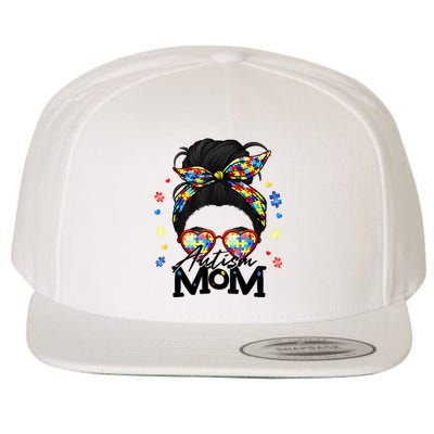 Autism Be Kind Autism Awareness For Autism Mom Wool Snapback Cap