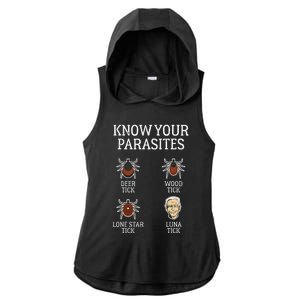 Anti Biden Know Your Parasites Lunatic Impeach Joe Biden Ladies PosiCharge Tri-Blend Wicking Draft Hoodie Tank