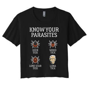 Anti Biden Know Your Parasites Lunatic Impeach Joe Biden Women's Crop Top Tee