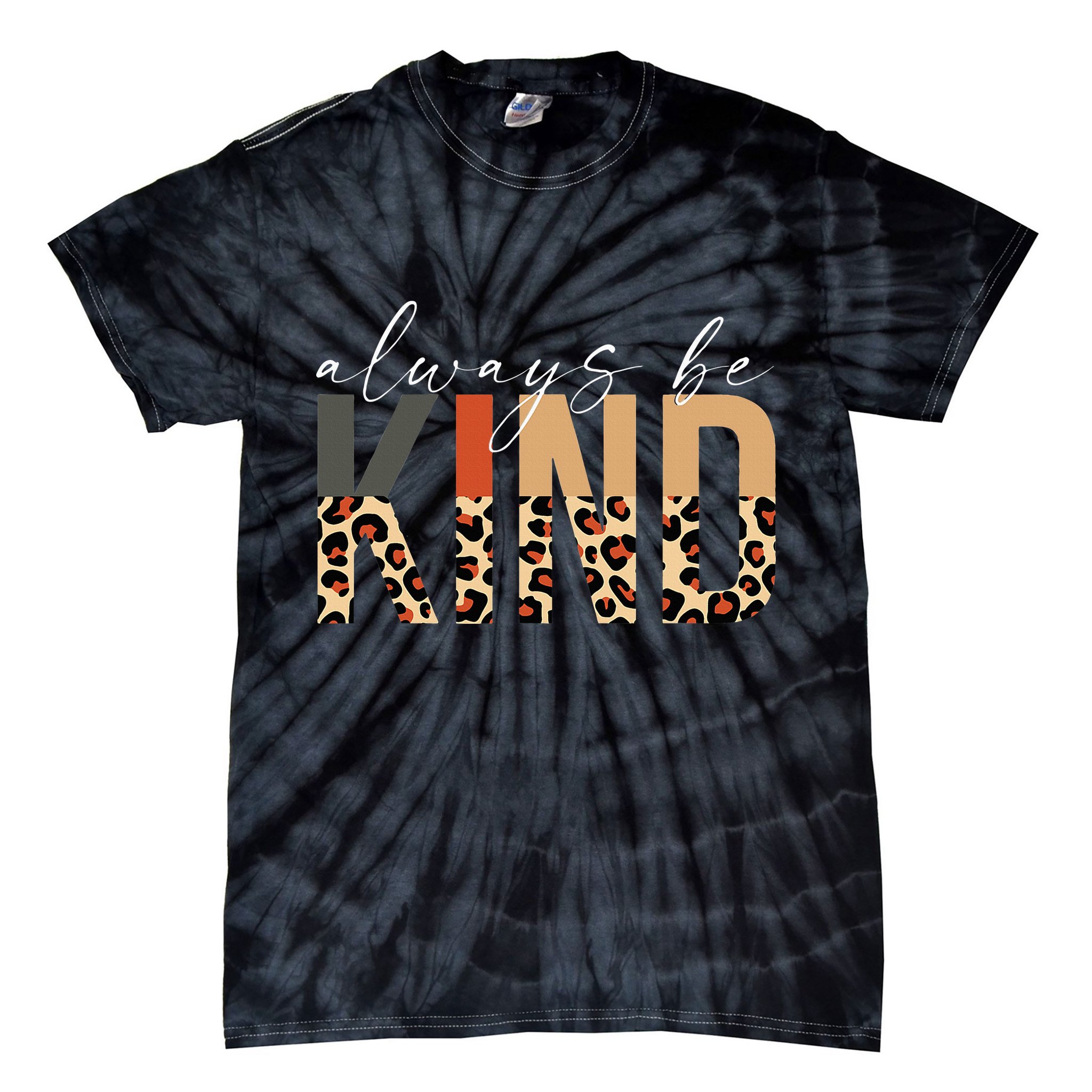 Always Be Kind Leopard Positive Kindness People Quote Tie-Dye T-Shirt