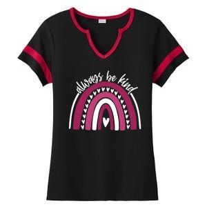 Always Be Kind Inspirational Rainbow Ladies Halftime Notch Neck Tee