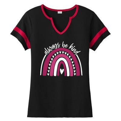 Always Be Kind Inspirational Rainbow Ladies Halftime Notch Neck Tee