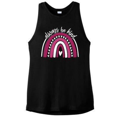 Always Be Kind Inspirational Rainbow Ladies PosiCharge Tri-Blend Wicking Tank