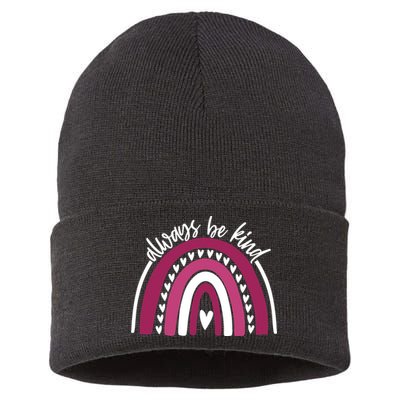Always Be Kind Inspirational Rainbow Sustainable Knit Beanie