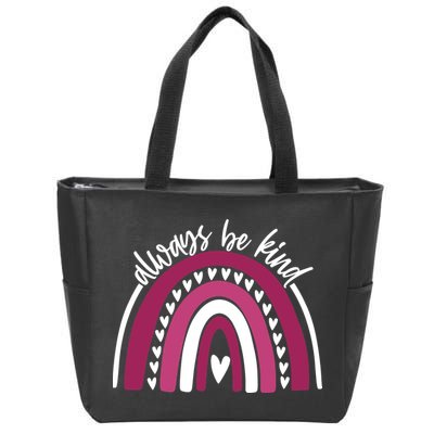 Always Be Kind Inspirational Rainbow Zip Tote Bag