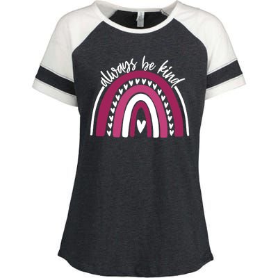 Always Be Kind Inspirational Rainbow Enza Ladies Jersey Colorblock Tee