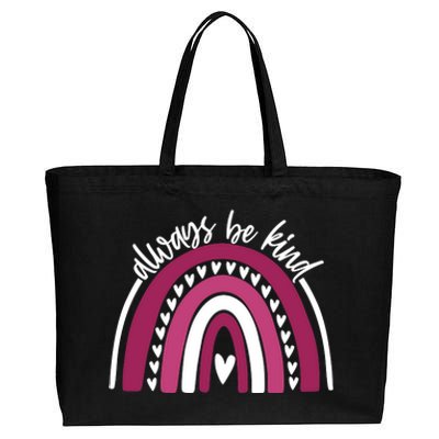 Always Be Kind Inspirational Rainbow Cotton Canvas Jumbo Tote