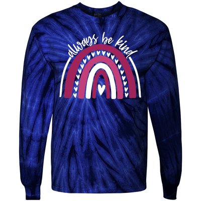 Always Be Kind Inspirational Rainbow Tie-Dye Long Sleeve Shirt