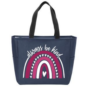 Always Be Kind Inspirational Rainbow Zip Tote Bag