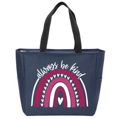 Always Be Kind Inspirational Rainbow Zip Tote Bag