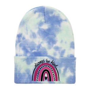 Always Be Kind Inspirational Rainbow Tie Dye 12in Knit Beanie