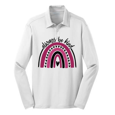 Always Be Kind Inspirational Rainbow Silk Touch Performance Long Sleeve Polo