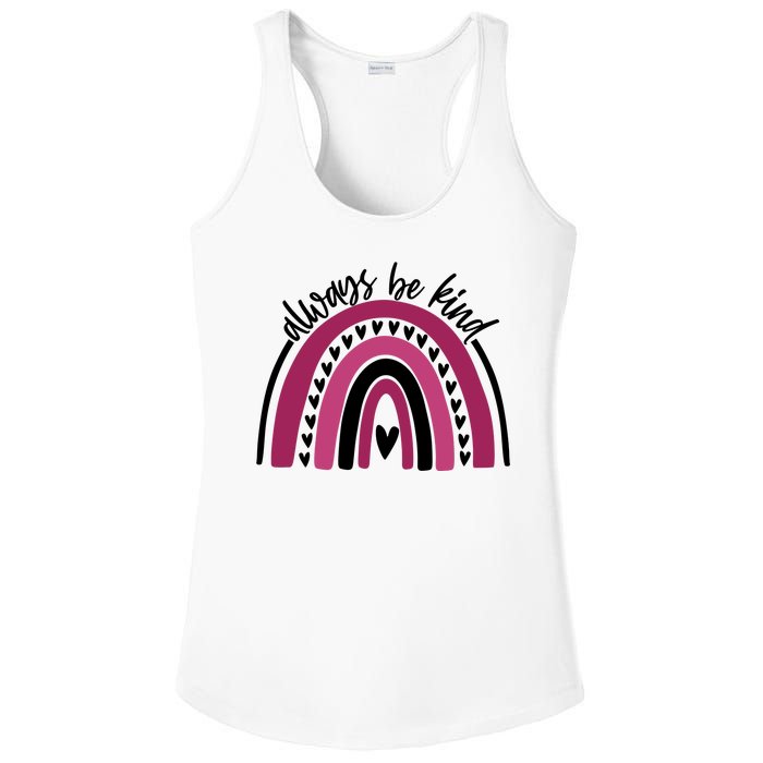 Always Be Kind Inspirational Rainbow Ladies PosiCharge Competitor Racerback Tank