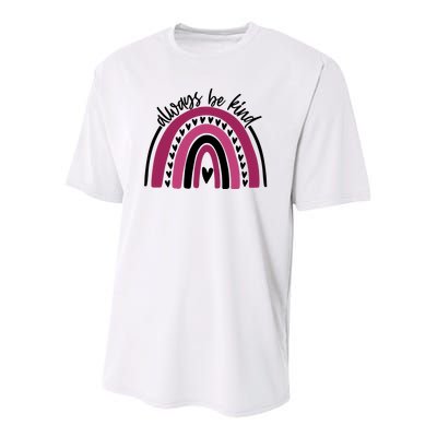 Always Be Kind Inspirational Rainbow Youth Performance Sprint T-Shirt