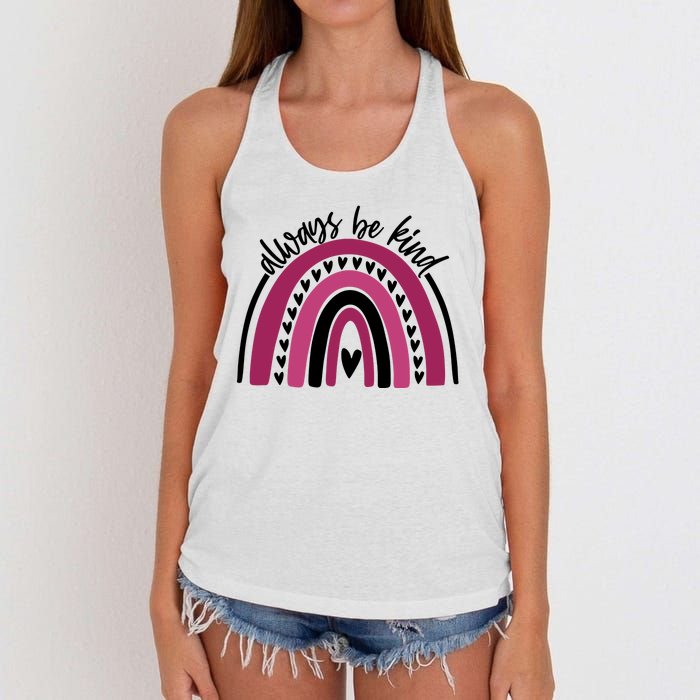 Always Be Kind Inspirational Rainbow Women's Knotted Racerback Tank