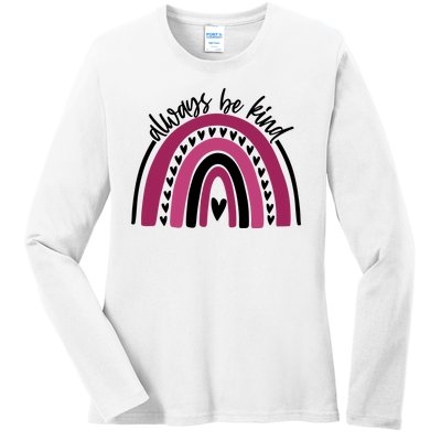 Always Be Kind Inspirational Rainbow Ladies Long Sleeve Shirt