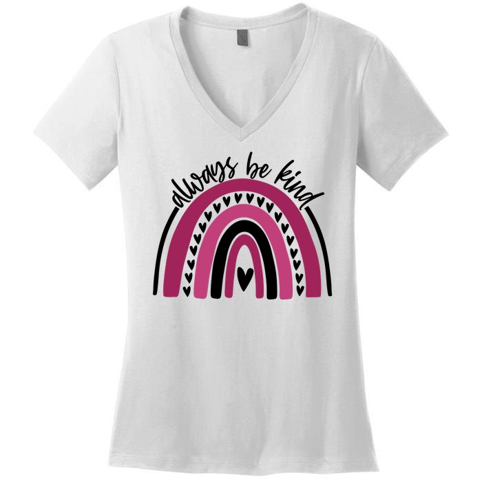 Always Be Kind Inspirational Rainbow Women's V-Neck T-Shirt