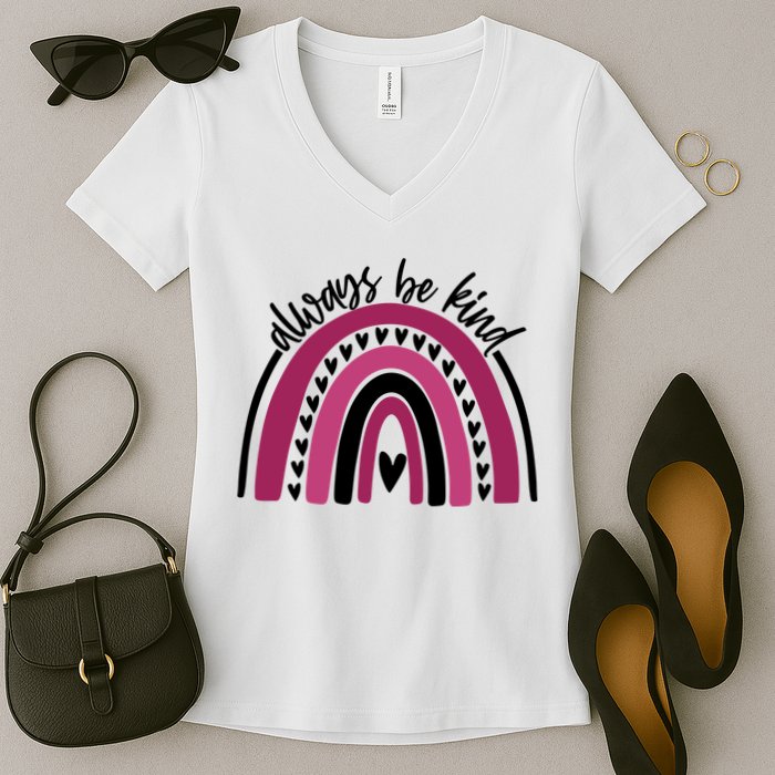 Always Be Kind Inspirational Rainbow Women's V-Neck T-Shirt
