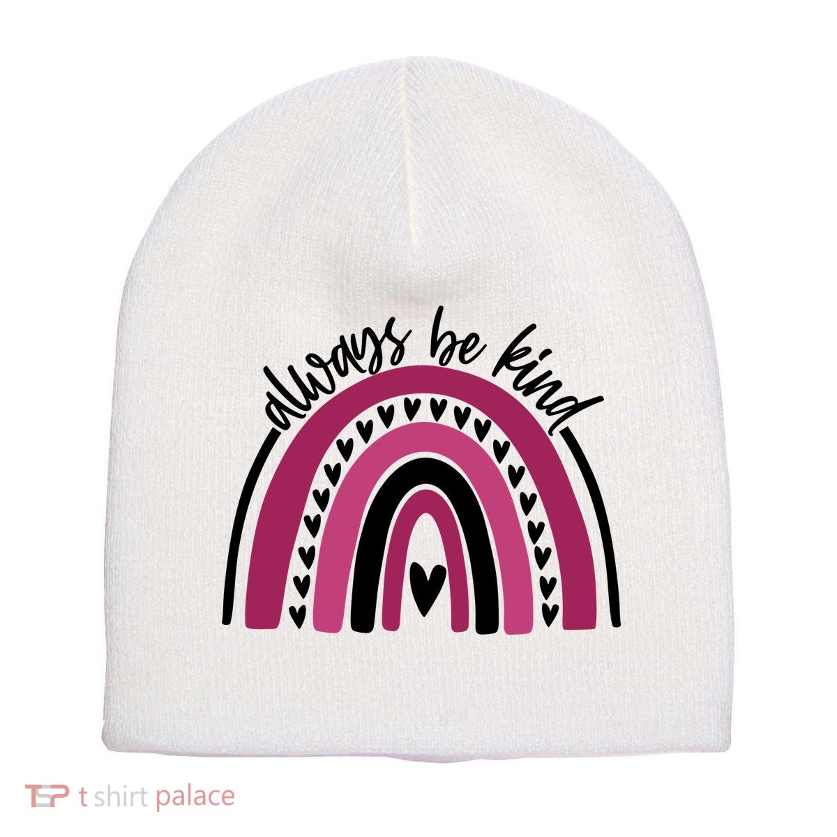 Always Be Kind Inspirational Rainbow Short Acrylic Beanie