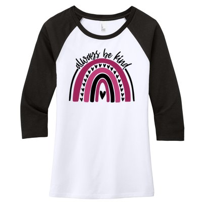 Always Be Kind Inspirational Rainbow Women's Tri-Blend 3/4-Sleeve Raglan Shirt