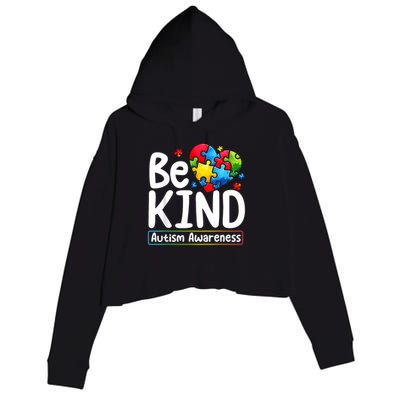Autism Be Kind Be Kind Autism Awareness Crop Fleece Hoodie