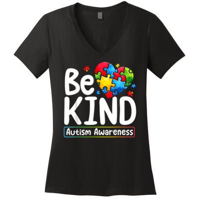Autism Be Kind Be Kind Autism Awareness Women's V-Neck T-Shirt