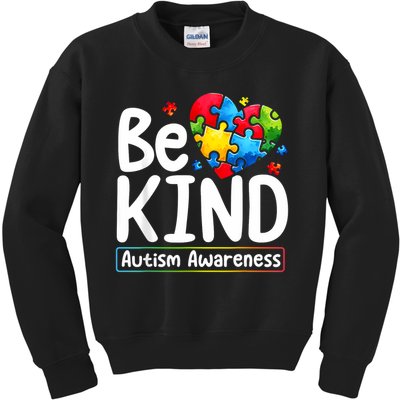 Autism Be Kind Be Kind Autism Awareness Kids Sweatshirt