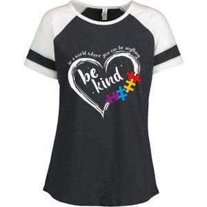 Autism Be Kind Women Blue Be Kind Autism Awareness Gift Enza Ladies Jersey Colorblock Tee