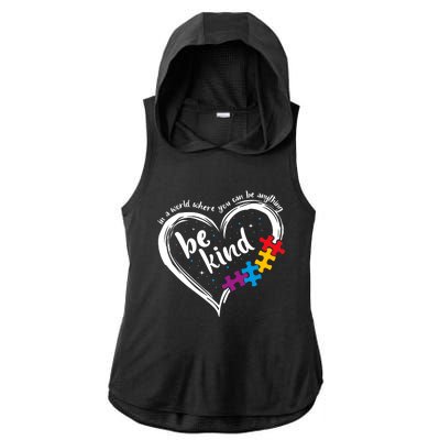 Autism Be Kind Blue Be Kind Autism Awareness Ladies PosiCharge Tri-Blend Wicking Draft Hoodie Tank