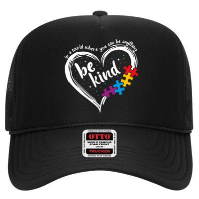 Autism Be Kind Blue Be Kind Autism Awareness High Crown Mesh Back Trucker Hat