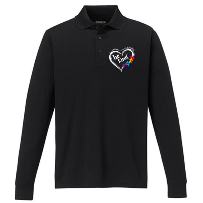 Autism Be Kind Blue Be Kind Autism Awareness Performance Long Sleeve Polo