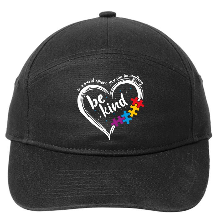 Autism Be Kind Blue Be Kind Autism Awareness 7-Panel Snapback Hat