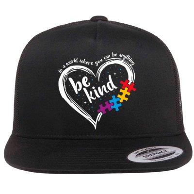 Autism Be Kind Blue Be Kind Autism Awareness Flat Bill Trucker Hat