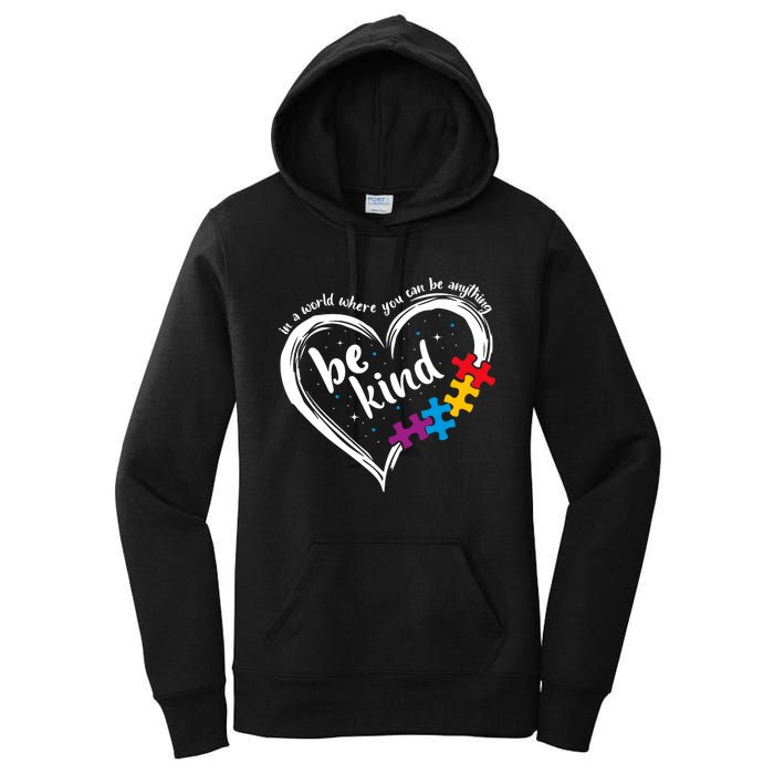 Autism Be Kind Blue Be Kind Autism Awareness Women's Pullover Hoodie