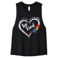 Autism Be Kind Blue Be Kind Autism Awareness Women's Racerback Cropped Tank