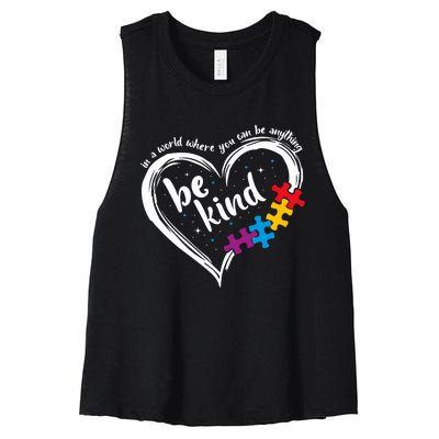 Autism Be Kind Blue Be Kind Autism Awareness Women's Racerback Cropped Tank