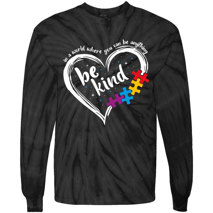 Autism Be Kind Blue Be Kind Autism Awareness Tie-Dye Long Sleeve Shirt