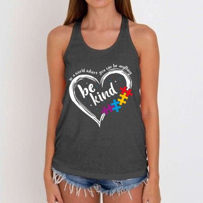 Autism Be Kind Blue Be Kind Autism Awareness Women's Knotted Racerback Tank