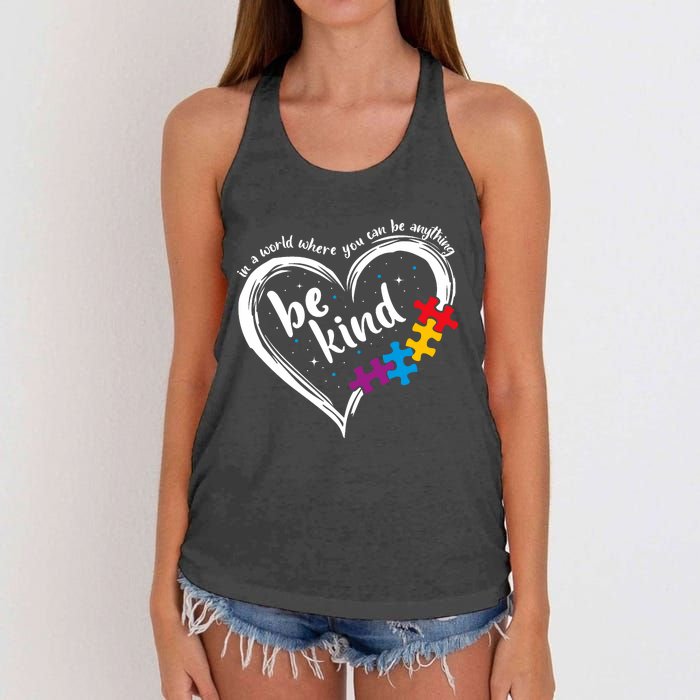 Autism Be Kind Blue Be Kind Autism Awareness Women's Knotted Racerback Tank