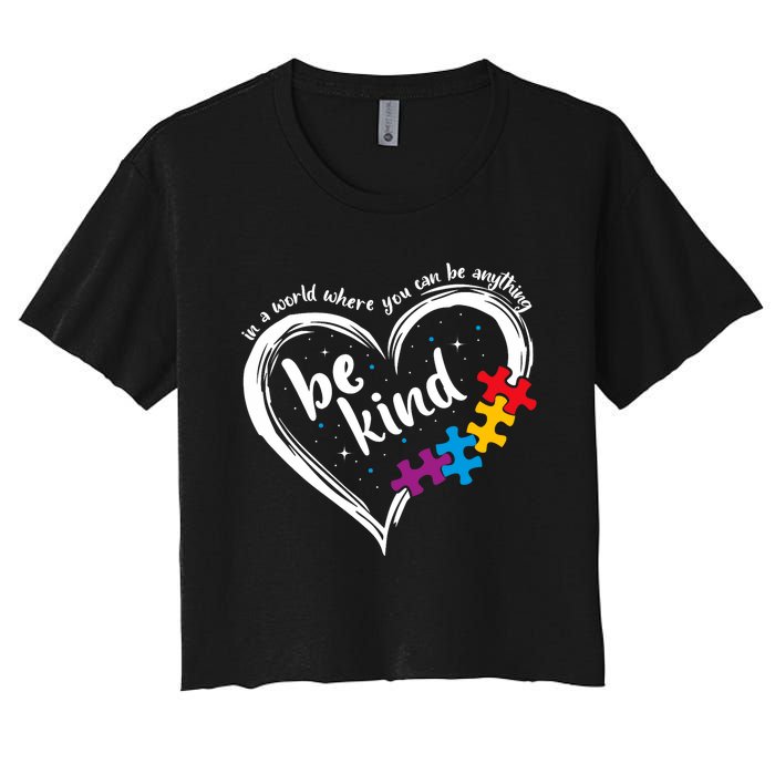 Autism Be Kind Blue Be Kind Autism Awareness Women's Crop Top Tee