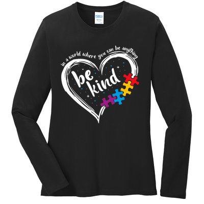 Autism Be Kind Blue Be Kind Autism Awareness Ladies Long Sleeve Shirt