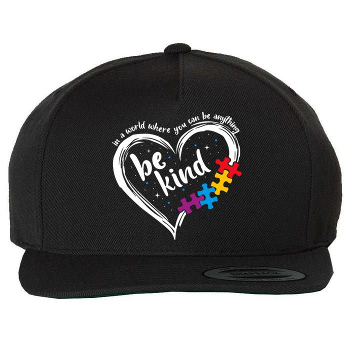 Autism Be Kind Blue Be Kind Autism Awareness Wool Snapback Cap